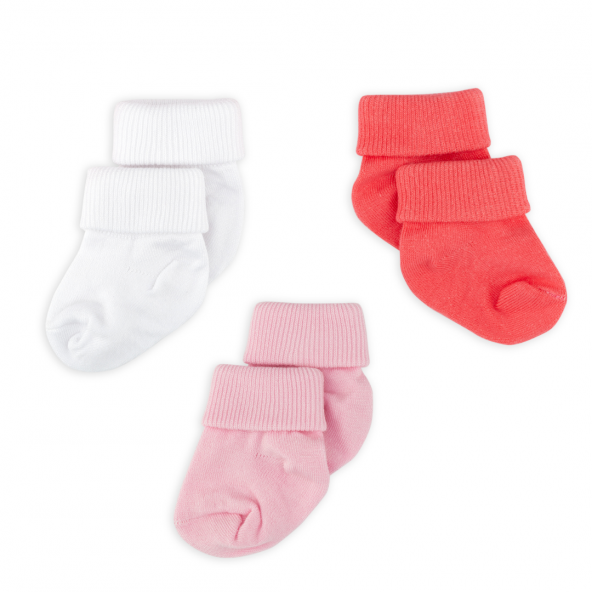 Novibaby 3lü Bambu Yenidoğan Bebek Çorap I Rose I 0-6 ay - 2