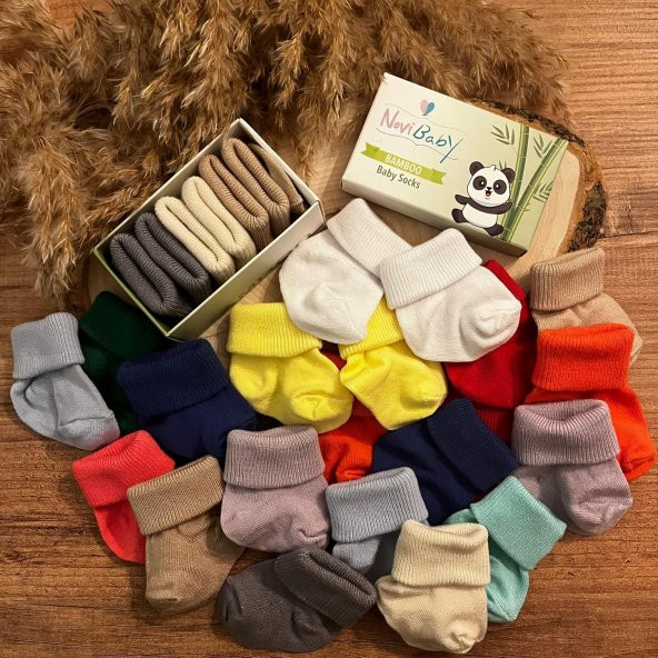 Novibaby 3lü Bambu Yenidoğan Bebek Çorap I Rose I 0-6 ay - 5