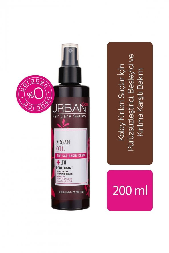 Urban Care Argan Yağı Kolay Kırılan Yıpranmış Saçlara Özel Sıvı Saç Bakım Kremi Vegan 200 ml