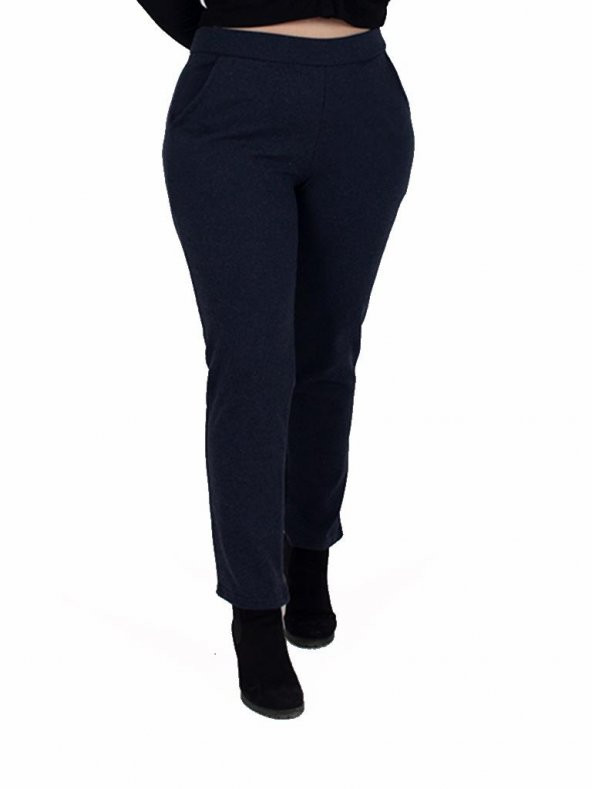Truva Xxl Büyük Beden Kadın Giyim Kaşe Pantolon Lacivert Pn303