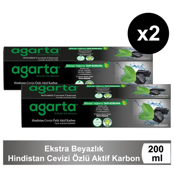 Doğal Hindistan Cevizi Özlü Aktif Karbon Diş Macunu 100 Ml/130 Gr X2 ADET