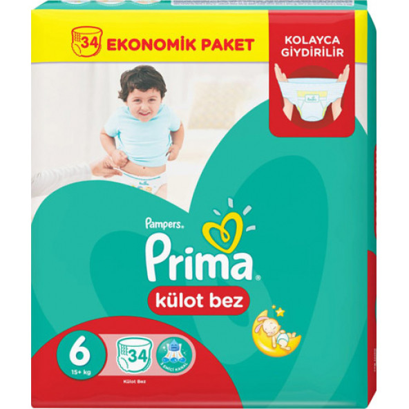 Prima Pants 6 Numara Ekstra Large 34'lü Ekonomik Paket Külot Bez