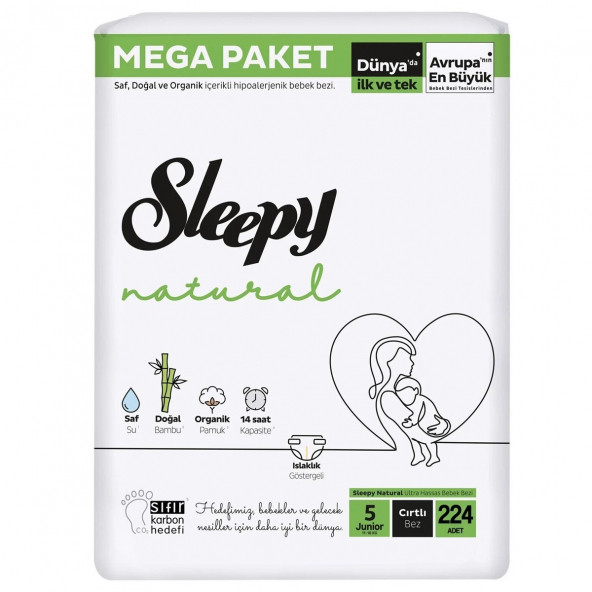 Sleepy Natural 5 Numara Junior 224'lü Bebek Bezi