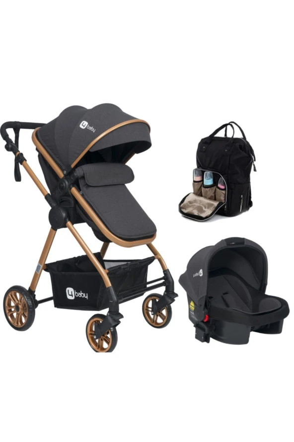 4 Baby Esse Model Gold Travel Sistem Bebek Arabası - Antrasit + Termal Çanta