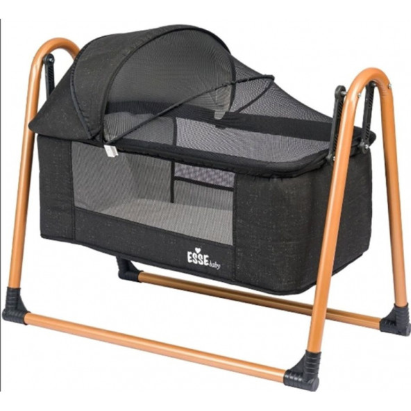 ESSE Baby Gold Lüks Sallanır Portatif Sepet Beşik - Antrasit + Yatak - 2