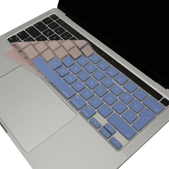 Macbook Pro M1-M2, 13inç (Touchbarlı) Klavye Kılıfı (Türkçe Q) A2289 A2251 A2338 A2141 Uyumlu R.Powder