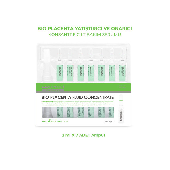 PRO YOU PROFESSIONAL Placenta Concentrate Yeşil Çay ve Gül Suyu İçeren Onarıcı Ampul 2ml x 7 adet