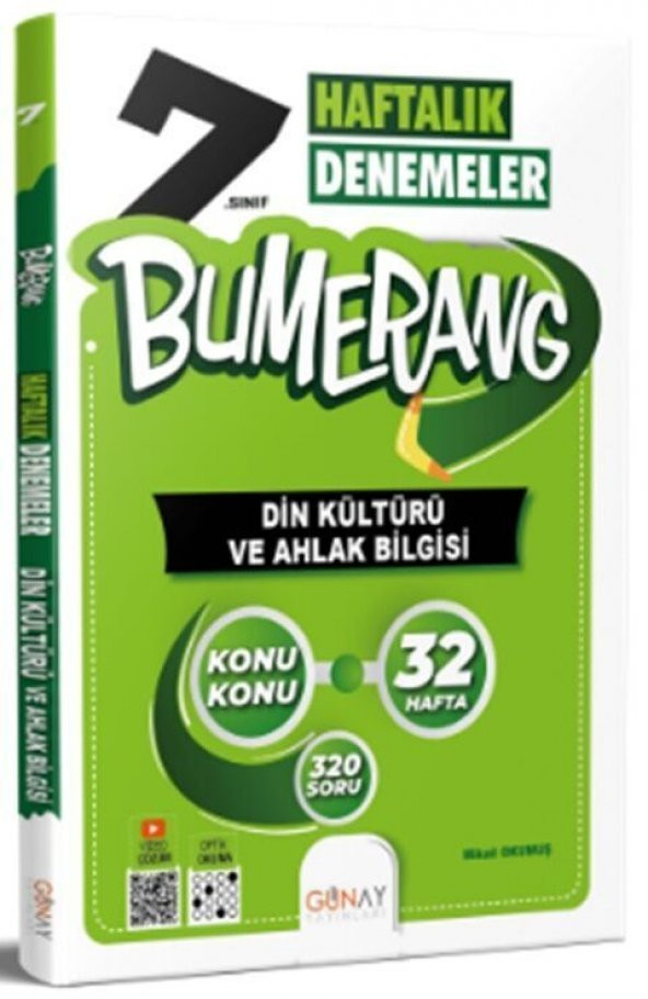 Günay Yayınları 7. Sınıf Din Kültürü ve Ahlak Bilgisi Bumerang Haftalık Denemeler ürün görseli