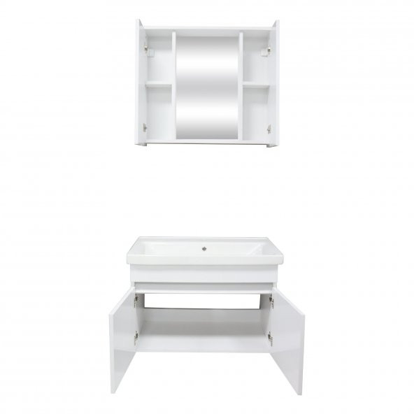 Karen Banyo Koza Banyo Dolabı Seti 80 Cm Beyaz Lavabo Dahil, Lavabolu 80 cm - 7