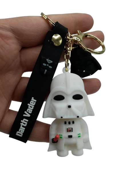 Star Wars Darth Vader Figür Beyaz Silikon Metal Anahtarlık - 12