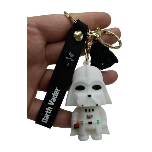 Star Wars Darth Vader Figür Beyaz Silikon Metal Anahtarlık - 5