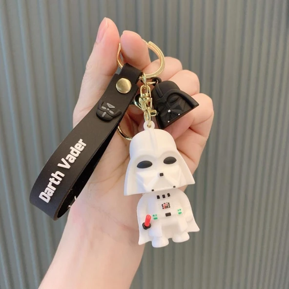 Star Wars Darth Vader Figür Beyaz Silikon Metal Anahtarlık - 2
