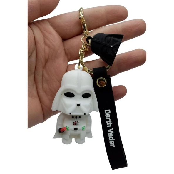 Star Wars Darth Vader Figür Beyaz Silikon Metal Anahtarlık - 6