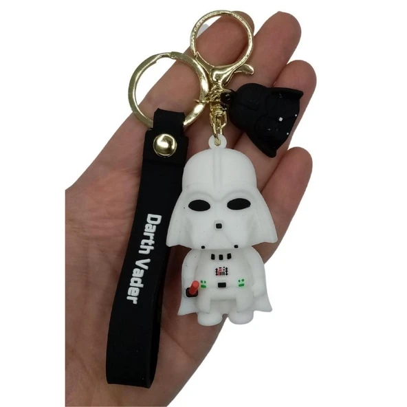 Star Wars Darth Vader Figür Beyaz Silikon Metal Anahtarlık - 3