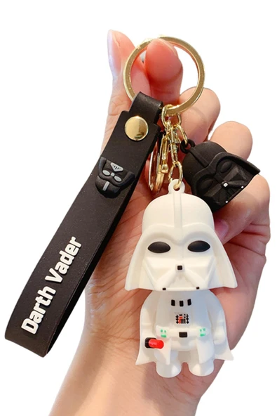 Star Wars Darth Vader Figür Beyaz Silikon Metal Anahtarlık - 7