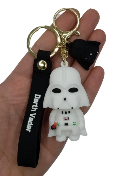 Star Wars Darth Vader Figür Beyaz Silikon Metal Anahtarlık - 9