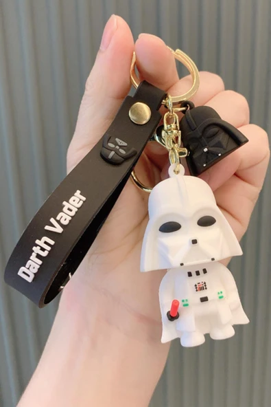 Star Wars Darth Vader Figür Beyaz Silikon Metal Anahtarlık - 8