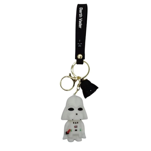 Star Wars Darth Vader Figür Beyaz Silikon Metal Anahtarlık - 4