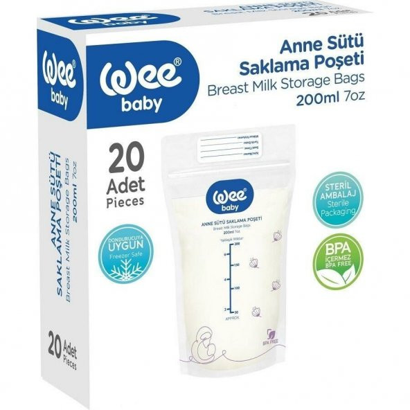 Wee Baby Süt Saklama Poşet 20 adet 200ml 558