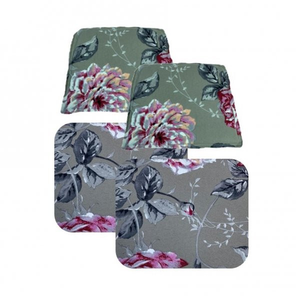 Knsz minder seti 2 li mazlum yaprak gri kumaş oturma ve sırt tel sandalyesi minderi bir arada ürün görseli 1