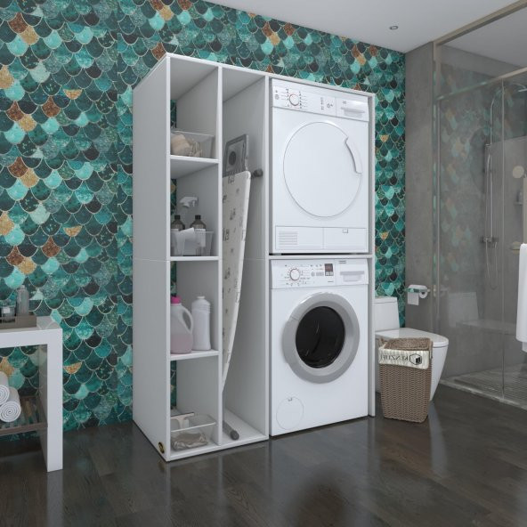 Kenzlife Çamaşır-Kurutma Makinesi Dolabı Alyusha Sol Byz 180X120x60 Banyo Kapaksız Arkalıksız
