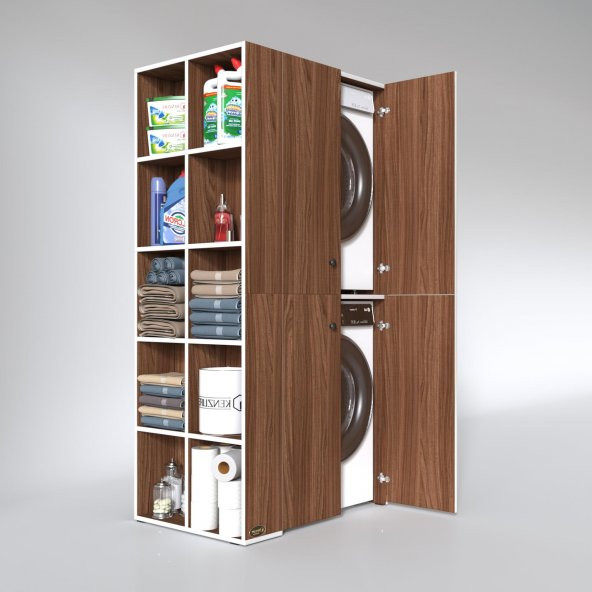 Kenzlife çamaşır-kurutma makinesi dolabı kapaklı fedyenka sol cvz 180*090*60 banyo arkalıksız - Resim 2