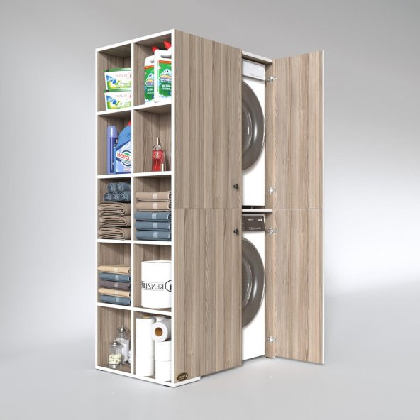 Kenzlife Çamaşır-Kurutma Makinesi Dolabı Kapaklı Fedyenka Sol Crd 180*090*60 Banyo Arkalıksız - 2