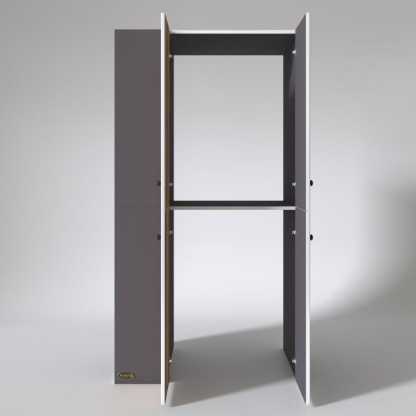 Kenzlife çamaşır-kurutma makinesi dolabı kapaklı foka sol gri 180*090*60 banyo arkalıksız - 3