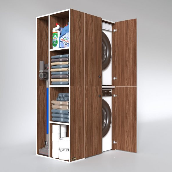 Kenzlife çamaşır-kurutma makinesi dolabı kapaklı foka sol cvz 180*090*60 banyo arkalıksız - 2