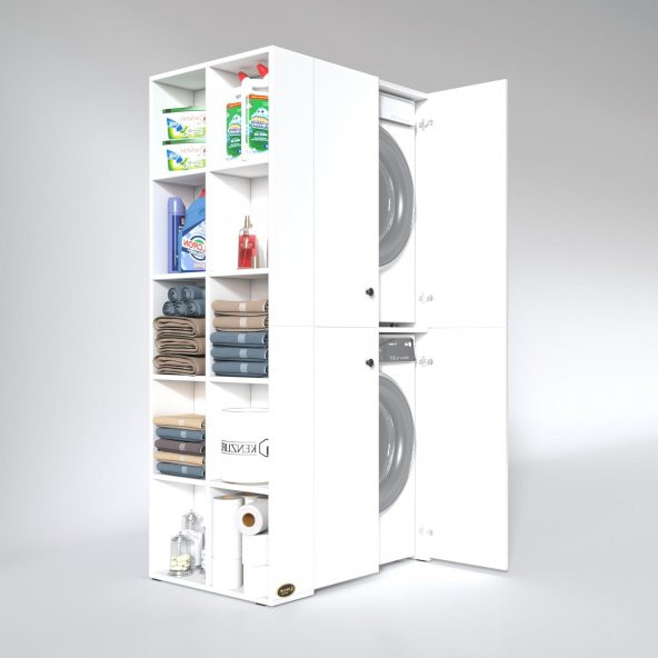 Kenzlife çamaşır-kurutma makinesi dolabı kapaklı fedyenka sol byz 180X090X60 banyo arkalıksız - 2