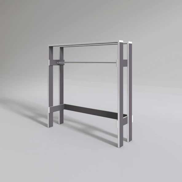 Kenzlife giysi dolabı casim 100*100*25 gri askılık ayakkabılık - Resim 3