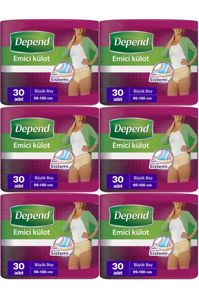 Depend Emici Külot Hasta Bezi Large - Büyük Kadın 180 Adet (6PK*30) ürün görseli 1