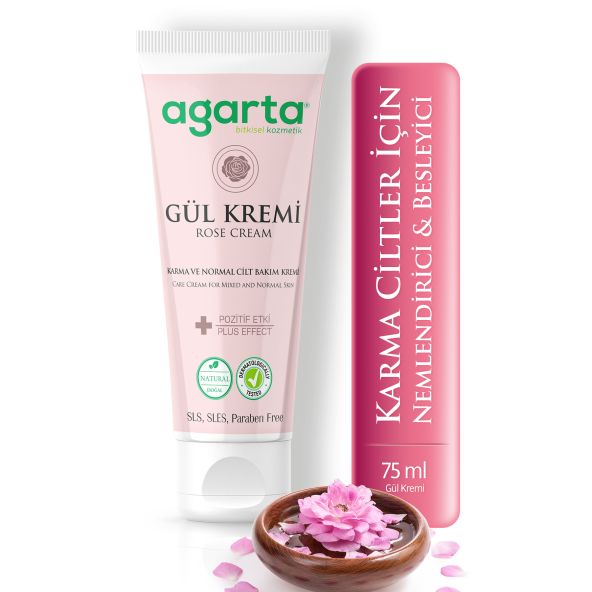 Doğal Yüz Ve El Nemlendirici Gül Aromalı Cilt Bakım Kremi 75 ml