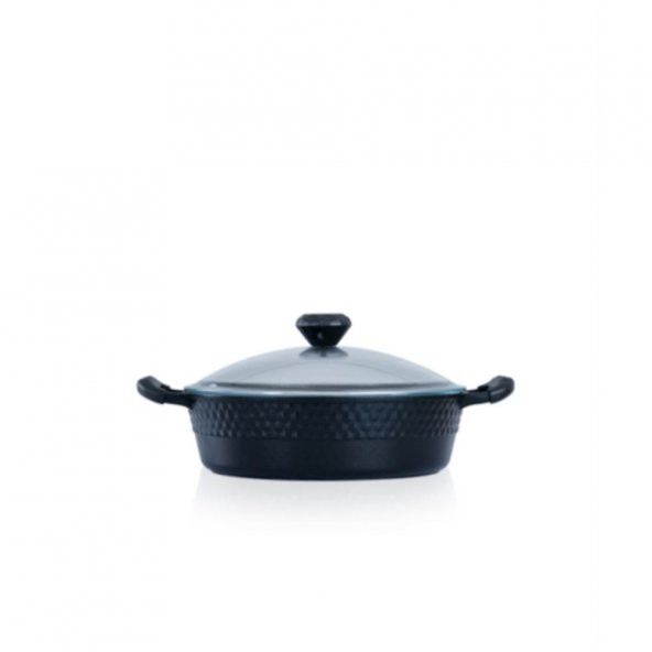 Acar Diamente 28 Cm Siyah Basık Tencere DDE-22-0176 ürün görseli 1