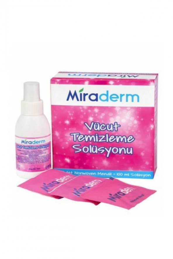 Miraderm Vücut Temizleme Solüsyonu 100 Ml 20 Adet Nonwoven Mendil