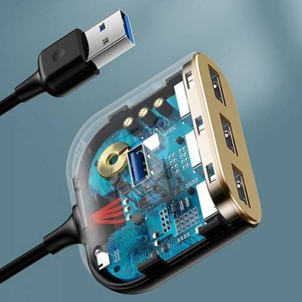 Baseus 1MT 4in1 USB HUB Adaptör USB3.0 TO USB3.0*1+USB2.0*3 Yüksek Hız Veri Tranferi USB Çoğaltıcı - 5