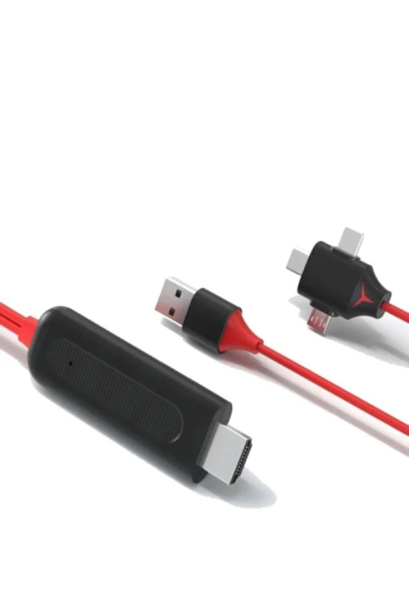 DAYTONA K-03C (L7-8) Giriş: Apple Lightning+Type-C +Mikro USB => Çıkış : HDMI+ USB Tip-A) - (1,5m)