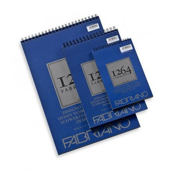 FABRIANO 1264 BLACK A4 - 200 GR - F-1264 SİYAH KAĞIT RESİM DEFTERİ - ÜST SPİRALLİ - 2