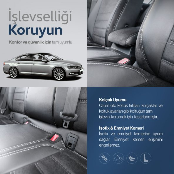 Otom V.w. Passat B8 2015-2022 Özel Üretim Koltuk Kılıfı - 4
