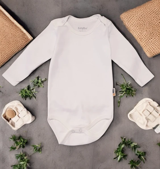 Düz Uzun Kollu Erkek Bebek Çıtçıtlı Body (BabyToo) - 12