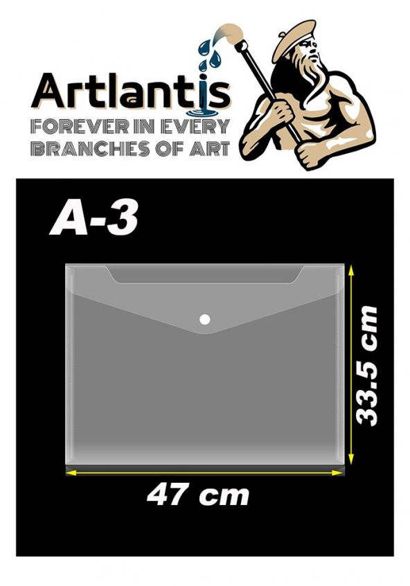 A3 Çıtçıtlı Dosya Şeffaf 1 Adet A-3 Çıtçıtlı Zarf Dosya Transparan 47x33.5 cm Büyük Boy Çıtçıtlı Dosya - 2