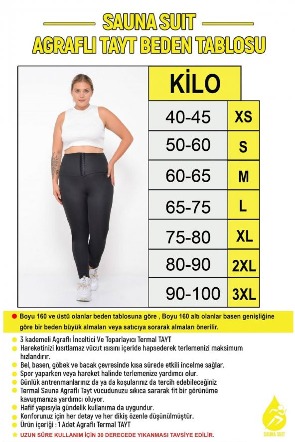 SAUNA SUIT Vücut Şekillendirici Toparlayıcı Ekstra Yüksek Bel Agraflı Termal Tayt - 2