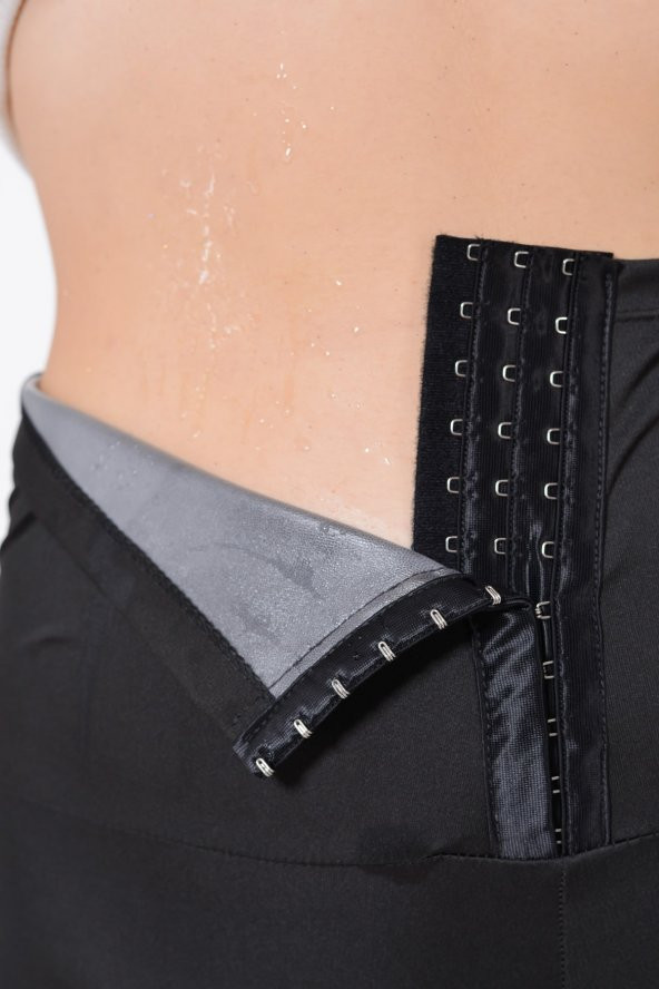 SAUNA SUIT Vücut Şekillendirici Toparlayıcı Ekstra Yüksek Bel Agraflı Termal Tayt - 4
