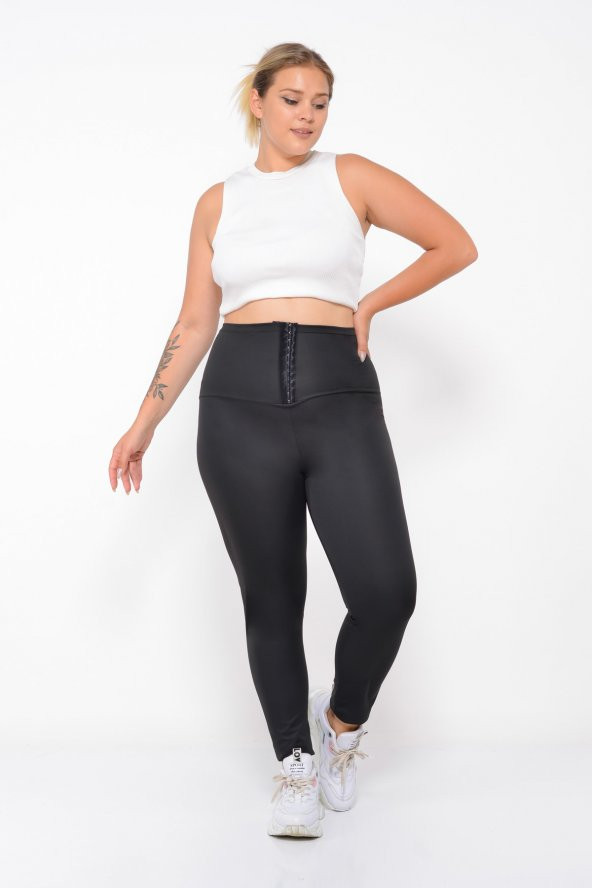 SAUNA SUIT Vücut Şekillendirici Toparlayıcı Ekstra Yüksek Bel Agraflı Termal Tayt - 5