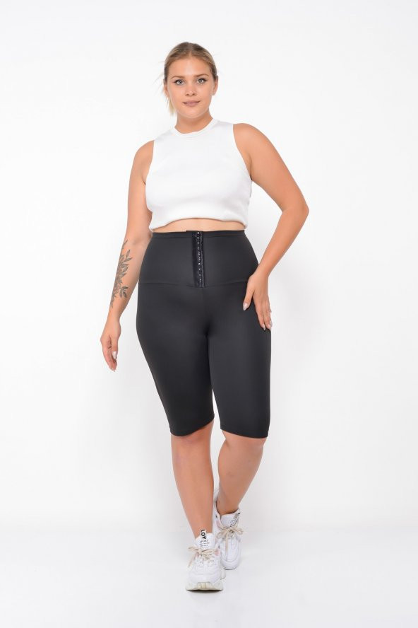 SAUNA SUIT Ekstra Yüksek Bel 3 Kademeli Agraflı Maksimum Terleten Termal Korse Şort - 3