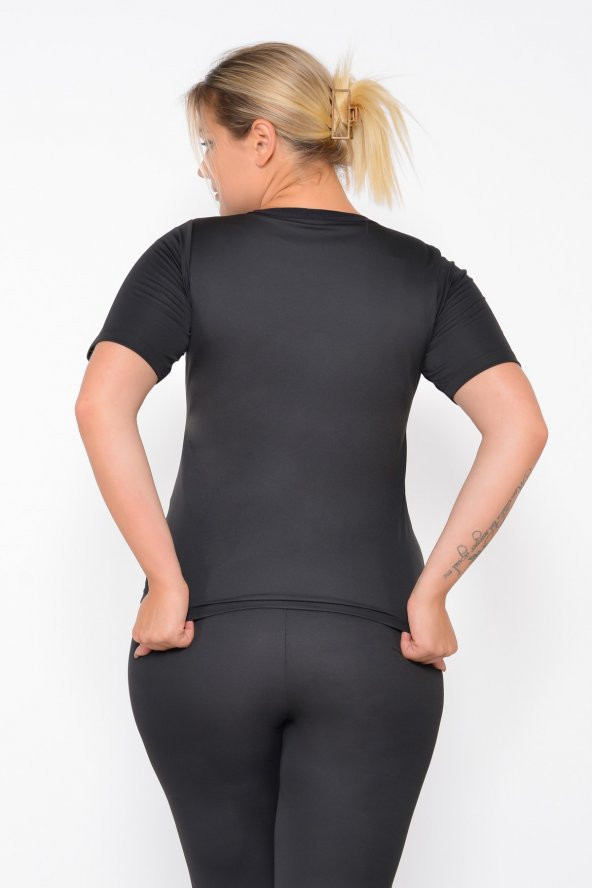 SAUNA SUIT Uniseex Orijinal Termal Sauna Alt Üst Fermuarlı Kısa Kollu Tayt Terleme Eşofman Takımı - 4