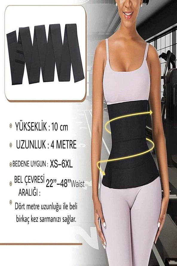 SAUNA SUIT Zayıflatıcı Bele Dolamalı Kum Saati 4m Sarma Bel Korsesi Waist Trainer Inceltici - 2