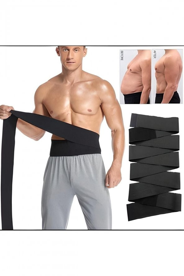 SAUNA SUIT Zayıflatıcı Bele Dolamalı Kum Saati 4m Sarma Bel Korsesi Waist Trainer Inceltici - 6