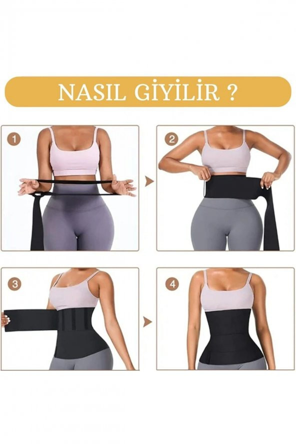 SAUNA SUIT Waist Trainer Inceltici Zayıflatıcı Bele Dolamalı Kum Saati 4m Sarma Bel Korsesi - 3