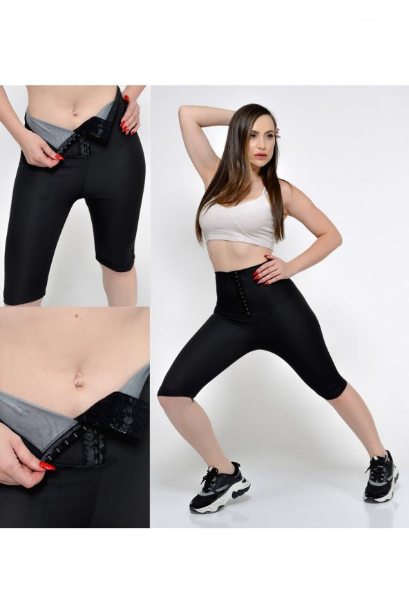 SAUNA SUIT Unisex 100 Orijinal 3 Kademeli Agraflı Termal Şort Ile Günlük Ve Spor Ile Terle Zayıfla Incelyky - 3